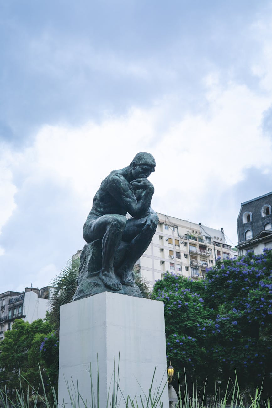 rodin s the thinker sculpture in urban setting